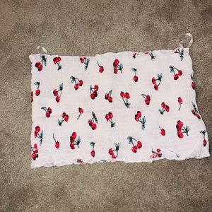 White with cherry tube top cropped